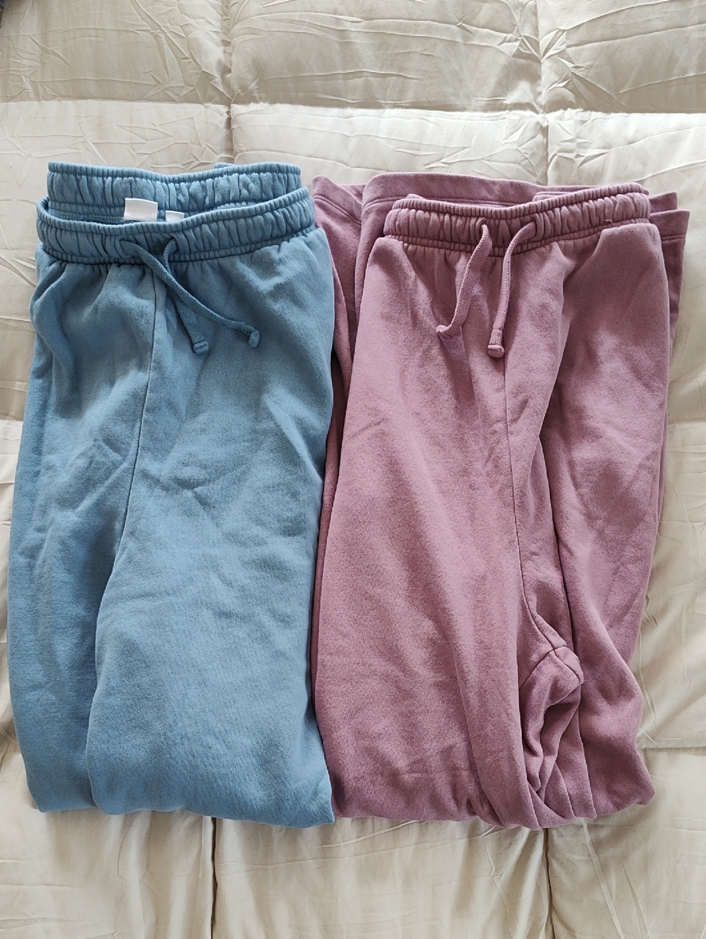 GAP Women's s Drawstring Wide Leg Sweatpants 2 Pack- Dusty Blue & Mauve